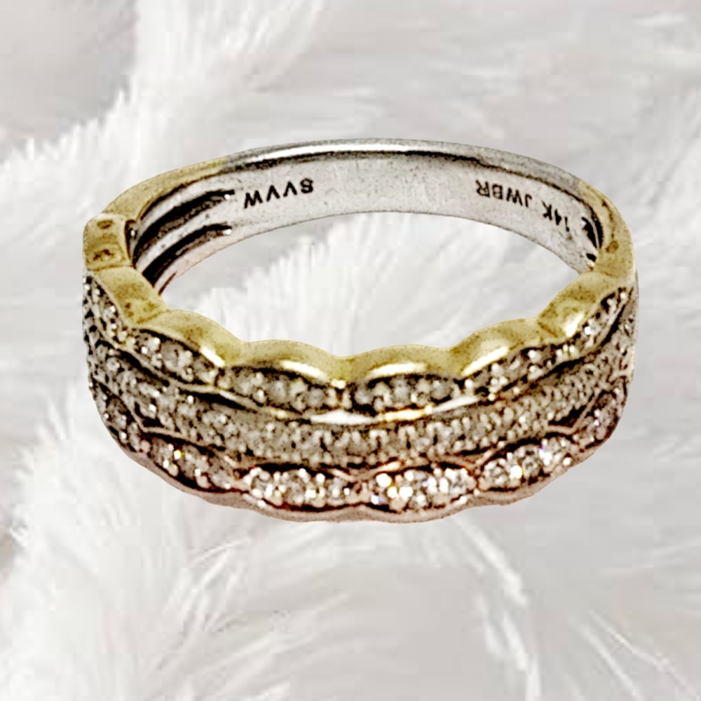Simply Vera Vera Wang 14K Tri-Color Gold Diamond Accent Ring – Size 7